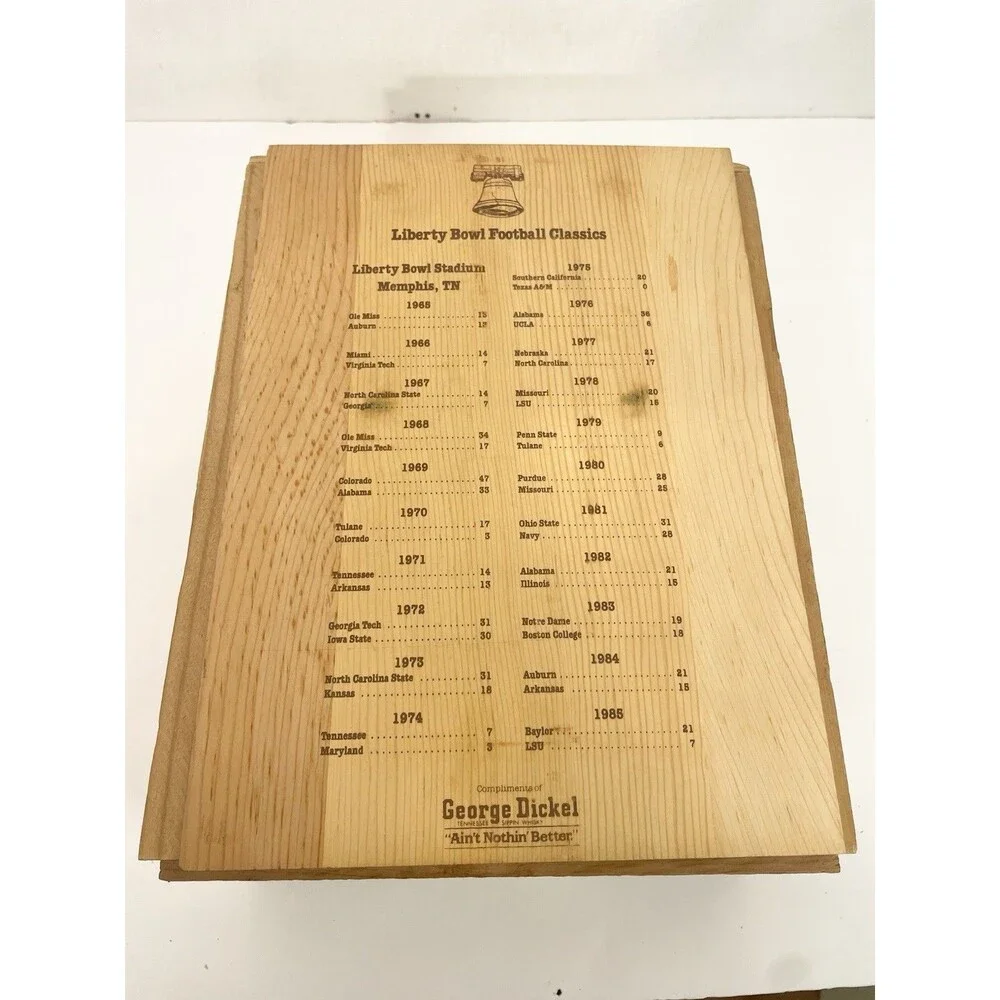 VTG George Dickel Tennessee Whisky Liberty Bowl Classic Empty Wood  Lid Box 1986